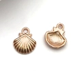 Ciondoli a conchiglia in metallo oro rosa per creazione di gioielli fai-da-te lucidi - Piccola Conchiglia / 12x14mm / Oro rosa