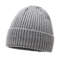 Bonnet en tricot gris épais pour l'hiver, bonnet unisexe minimaliste en maille côtelée - Taille unique / Gris