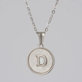 Collana minimalista in acciaio inossidabile con ciondolo in madreperla e lettera D - Argento Conchiglia Bianca Lettera D