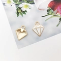 Ciondoli a cuore dorati e rombi in smalto bianco per la creazione di gioielli fai da te - Diamante / 11.5x15mm