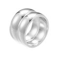 Polished silver double-layer wide band ring in stainless steel with a sleek minimal design - US 6 / Silver