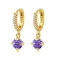 Orecchini a cerchio in argento S925 dorato con pietre preziose viola sfaccettate - Viola