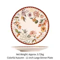 11-inch ceramic round dinner plate featuring colorful autumn floral pattern on white background - Autumn Colors (11 Inch)