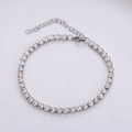 Silver stainless steel tennis bracelet with sparkling white diamonds and lobster clasp - 4mm / 16+5cm / Steel
