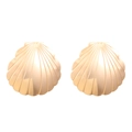Pendientes de botón de concha dorada minimalistas con acabado metálico texturizado - Pendientes de Botón de Concha Dorados (K-066)