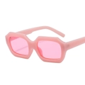 Pink chunky frame rectangular sunglasses with matching tinted lenses in Y2K retro style - Pink Frame / Pink Lens