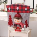 Christmas chair cover featuring 3D snowman with red plaid and festive scarf decoration - Snowman