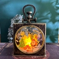 Retro bronze LED Christmas lantern with Santa Claus and warm light scene ornament - Santa Claus / Bronze
