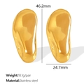 French vintage golden twisted wavy bean earrings in stainless steel with size metrics - EH606 Irregular Bean Smooth Earrings / Gold