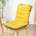 Cuscino per sedia spesso integrato giallo con motivi geometrici e lati in peluche grigio - Edizione Standard [33*42*45cm] / Scacchiera Gialla