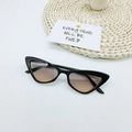 Hip hop style cat-eye sunglasses featuring black frame and brown gradient lenses - Black Frame Tea Lens