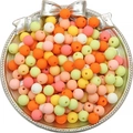 Mix of 8mm acrylic candy-colored matte beads for DIY jewelry making in a metal tray - 8mm 30Pcs/Pack / Orange Series
