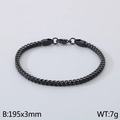 Bracciale a catena franco 3mm in acciaio inossidabile nero da uomo lunghezza 195mm con chiusura - 195mm x 3mm / Nero