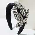 Cerchietto imbottito nero con farfalle di strass scintillanti in stile barocco - Stile Barocco Farfalla Amore Diamante Pieno / Nero