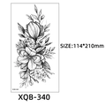 Black and white floral temporary tattoo sticker model XQB-340 size 114x210mm - Black and White Line Art Floral (XQB-340)