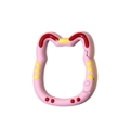 Pink cat-shaped spring ring clip with red and yellow accents for DIY keychains - Pink