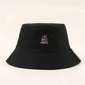 Bob en coton noir avec broderie rose NO BAD VIBES pour une protection solaire décontractée - Taille unique / Noir