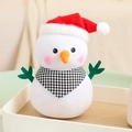 Pupazzo di neve in peluche con cappello rosso e sciarpa con motivo pied-de-poule nero e bianco - Stile Sciarpa Triangolare a Quadri Neri e Bianchi