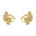 Elegant gold bow-shaped clip earrings with sparkling zircon accents on white background - Gold Butterfly White Zircon Ear Cuff