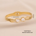 Bracciale a cuore in acciaio inossidabile dorato con inserto in conchiglia bianca - Stile Cuore (1#Heart)
