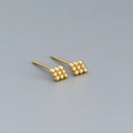 925 sterling silver square stud earrings featuring nine golden spheres in a minimalist style - Gold