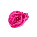 Glossy bright pink satin rose flower scrunchie with soft silk texture for hair - Rose Red