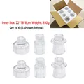 Set of 6 ribbed glass candle holders with elegant patterns for romantic home decor - Large Combination Set / Clear
