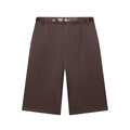 Braune Damen-Shorts mit weitem Bein und stilvollem Gürtel im Schlangenmuster-Design - XS / Kaffeebraun