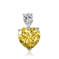 Pendente in argento con moissanite gialla a cuore e gemma bianca con taglio a pera - Giallo