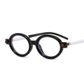 Vintage oval sunglasses with black frames and semi-transparent white temples - Black Frame Transparent Lens (C8)