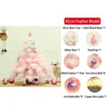 45cm rosa Feder-Weihnachtsbaum Set mit Glitzer-Hirsch und kleinen Deko-Elementen - 45cm Feder Stil Set