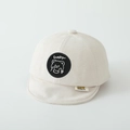 Creamy white baby baseball cap with soft brim and cute bear lucky patch embroidery - Bear / Beige