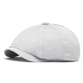 Light grey breathable mesh newsboy cap with hollow-out design for summer sun protection - Light Gray