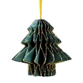 Árbol de Navidad de papel nido de abeja verde oscuro con bordes dorados de purpurina - Árbol de Navidad