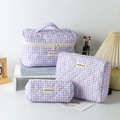 Sanitary Napkin Storage Bag / Purple Plaid with Bow