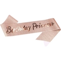 Sparkling rose gold Birthday Princess sash with elegant gold foil lettering for girls - Rose Gold Sash (Single)