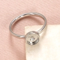 Polished silver stainless steel DIY ring base with circular setting for jewelry making - Steel