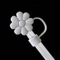 White daisy silicone straw topper protector for 10mm Stanley cup accessories - Grey Daisy / 10mm-Individual Package
