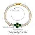 Gold bracelet with emerald green center stones and rectangular cubic zirconia accents - 18K Gold