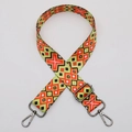 Adjustable wide replacement shoulder strap with colorful geometric ethnic patterns - No. 615 Gunmetal Hook