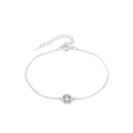 Gepolijste S925 sterling zilveren kettingarmband met vierkante zetting en verstelbare ketting - S925 Zilver (Armband Lege Zetting 68) 4x4 / Witgoud