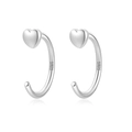 Elegant S925 sterling silver heart-shaped C-style hoop earrings on white background - Platinum Color