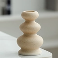Portacandele nordico in ceramica beige a macchie marroni con design a tre sfere - Candeliere a Zucca / Beige Maculato
