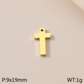 Ciondolo a croce cava in acciaio inossidabile dorato 18K 9x19mm per gioielli fai da te - Croce Semplice (KLJ415-Z)