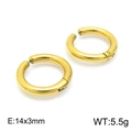 Boucles d'oreilles clips dorées en acier inoxydable sans perçage anneau 14x3mm - Style Anneau Lisse (14*3mm)