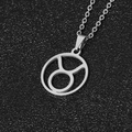 Ciondolo zodiacale Toro in acciaio inossidabile argento con simbolo traforato su sfondo stellato - Toro / Color Acciaio
