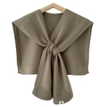 Olive green knitted neck wrap shawl accessory for women shown on a wooden hanger - Olive Green