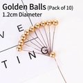 Lot de 10 boules dorées pour gâteaux, diamètre 1,2cm avec finition métal brossé - Boule d'or / 1.2cm (Lot de 10)