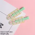 Cute checkerboard acrylic hair clip with mint green metal clamp for women and girls - Green With Yellow Edge Grid