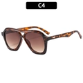 C4 tortoiseshell double bridge pilot sunglasses with brown gradient lenses for men and women - Tortoiseshell Frame Dual Tea Lens